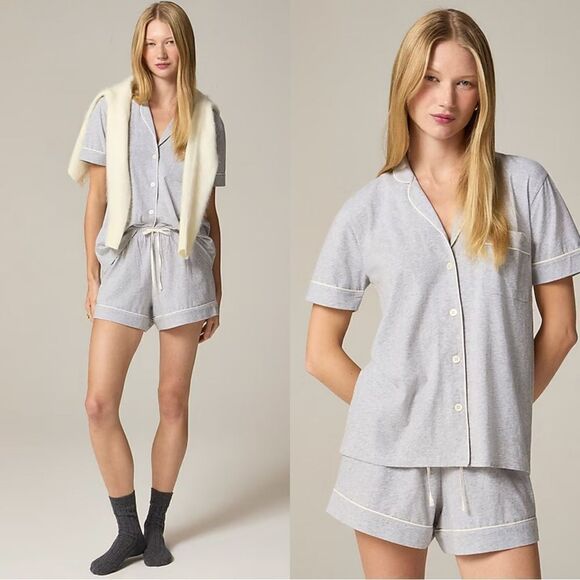 J. Crew Other - NWT J CREW Dreamy cotton-blend pajama short set in Geather Grey